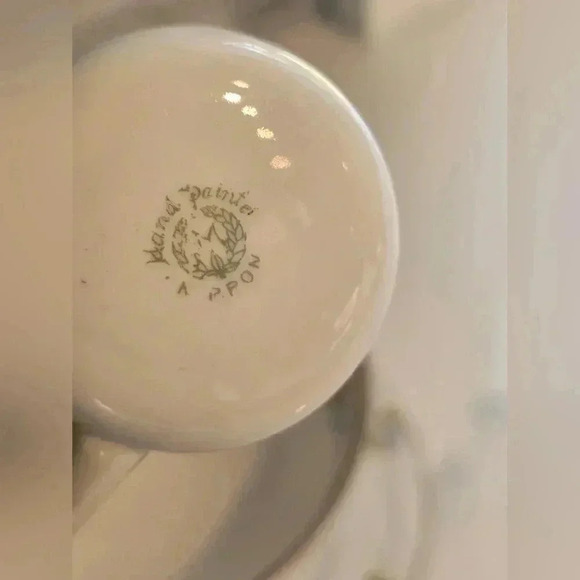 Nippon Gold Floral 3 Piece Hand Painted Mayo Condiment Set Bowl Saucer Ladle - Picture 2 of 6